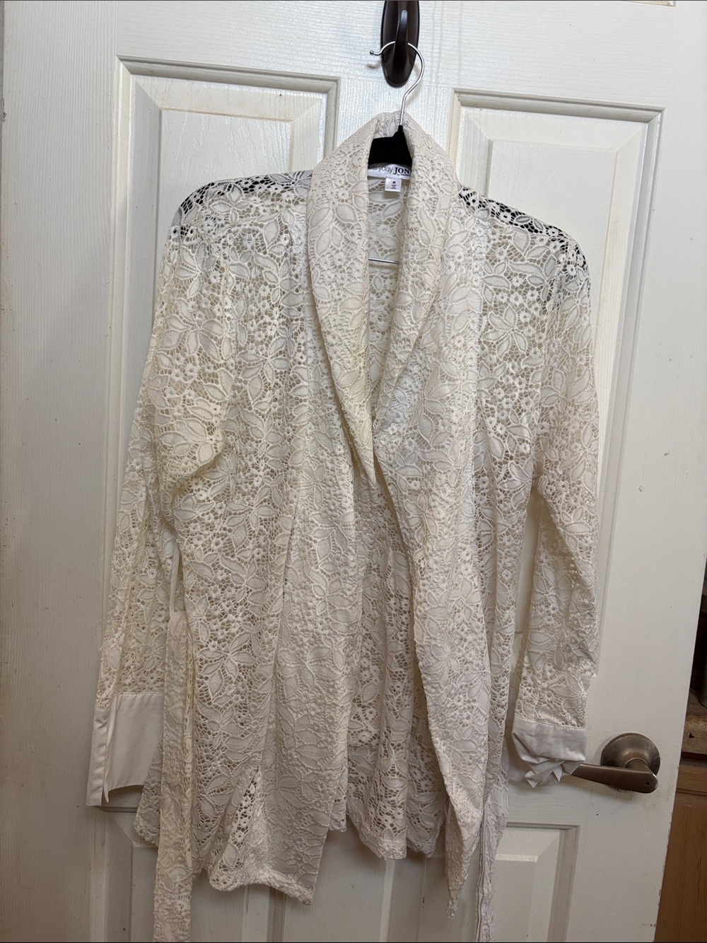 Jones New York Cream Lace Open-Front Blazer